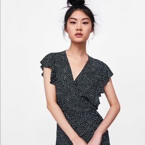 Zara Basic Polka Dot Wrap Dress XS